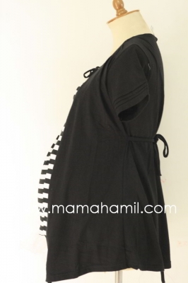 Baju Menyusui Lorek Dalam Hitam